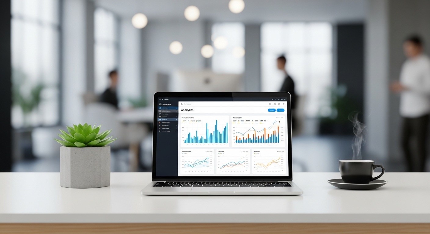 Analytics dashboard review on a laptop during a strategy workshop