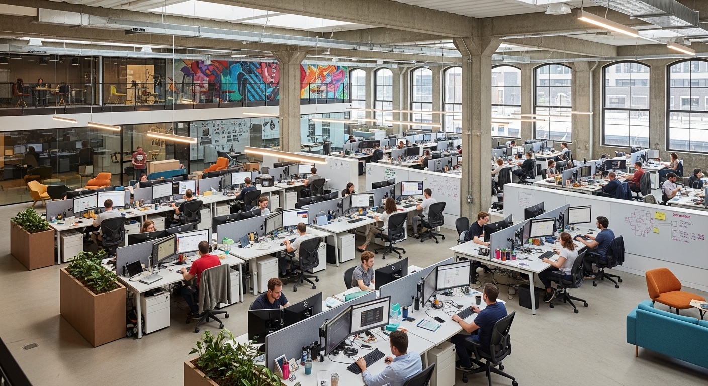 Highway 1 Digital team collaborating in a modern office studio